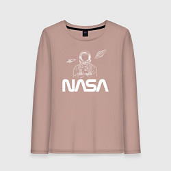 Лонгслив хлопковый женский Nasa - космонавт, цвет: пыльно-розовый
