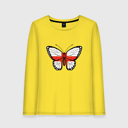 Лонгслив хлопковый женский Бабочка - Англия, цвет: желтый