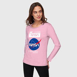 Лонгслив хлопковый женский Nasa - Logo, цвет: светло-розовый — фото 2