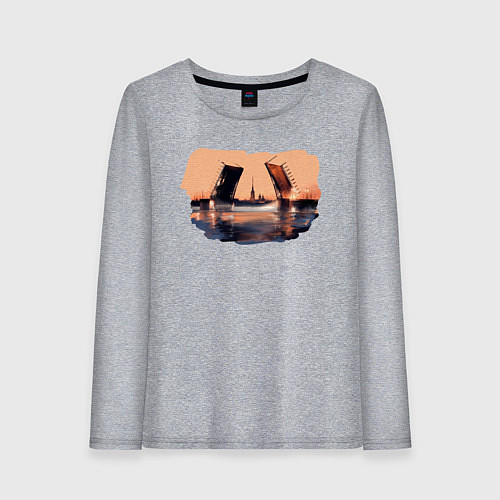 Женский лонгслив Закат в Питере / Меланж – фото 1