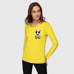Лонгслив хлопковый женский Панда с малышами в кармане, цвет: желтый — фото 2