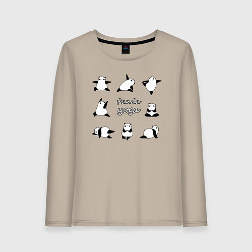 Женский лонгслив Панда - йога / Миндальный – фото 1