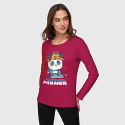 Лонгслив хлопковый женский Professional Farmer - панда геймер, цвет: маджента — фото 2