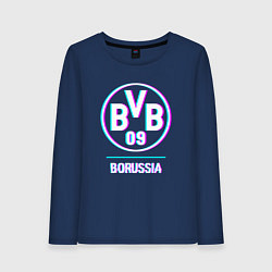 Лонгслив хлопковый женский Borussia FC в стиле glitch, цвет: тёмно-синий