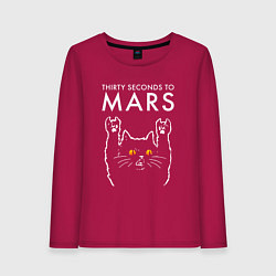 Лонгслив хлопковый женский Thirty Seconds to Mars rock cat, цвет: маджента