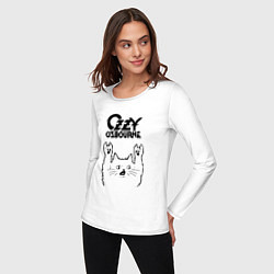 Лонгслив хлопковый женский Ozzy Osbourne - rock cat, цвет: белый — фото 2