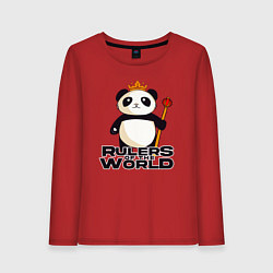Лонгслив хлопковый женский Панда - Правители Мира, цвет: красный