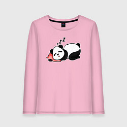 Лонгслив хлопковый женский Дрыхнущая панда, цвет: светло-розовый
