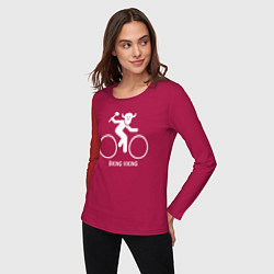 Лонгслив хлопковый женский Велосипед - Викинг, цвет: маджента — фото 2