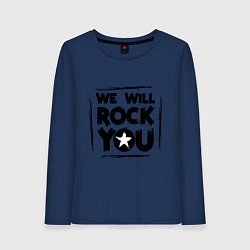 Лонгслив хлопковый женский We rock you, цвет: тёмно-синий