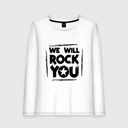 Лонгслив хлопковый женский We rock you, цвет: белый