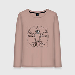 Лонгслив хлопковый женский Vitruvian Bender, цвет: пыльно-розовый