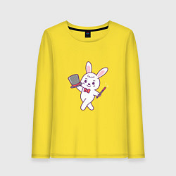 Лонгслив хлопковый женский Кролик - Фокусник, цвет: желтый