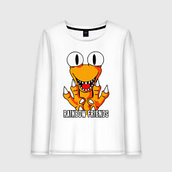 Лонгслив хлопковый женский Радужные друзья - Оранжевый, цвет: белый