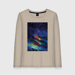 Лонгслив хлопковый женский Звездная рапсодия, цвет: миндальный