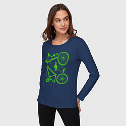 Лонгслив хлопковый женский Детали велосипеда, цвет: тёмно-синий — фото 2