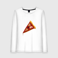Лонгслив хлопковый женский Пицца на хэллоуин, цвет: белый
