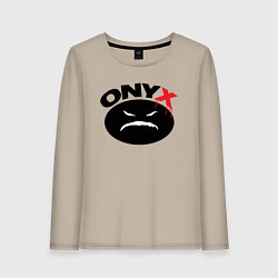 Лонгслив хлопковый женский Onyx logo black, цвет: миндальный