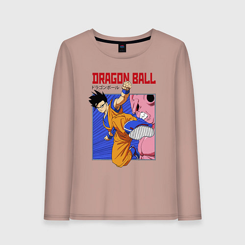 Женский лонгслив Dragon Ball - Сон Гоку - Удар / Пыльно-розовый – фото 1