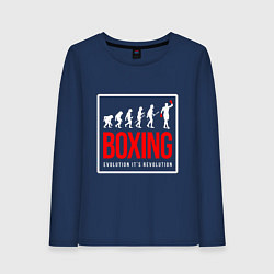 Лонгслив хлопковый женский Boxing evolution its revolution, цвет: тёмно-синий
