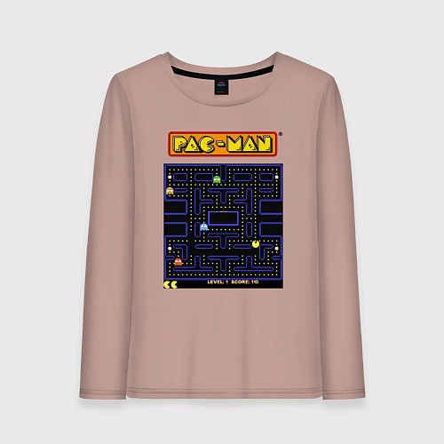 Женский лонгслив Pac-Man на ZX-Spectrum / Пыльно-розовый – фото 1