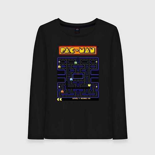Женский лонгслив Pac-Man на ZX-Spectrum / Черный – фото 1