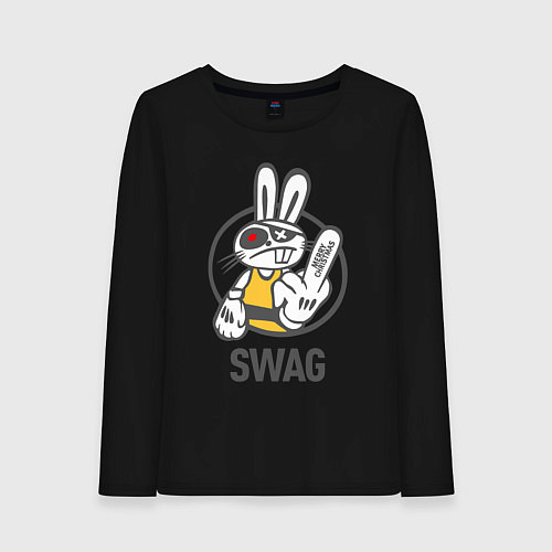 Женский лонгслив SWAG Bad rabbit - Merry Christmas! / Черный – фото 1