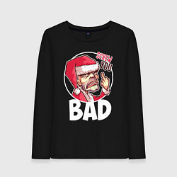 Лонгслив хлопковый женский Bad Santa - Screw you, цвет: черный