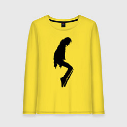 Лонгслив хлопковый женский Силуэт Майкла Джексона - Minimalism, цвет: желтый