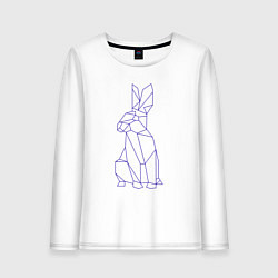 Лонгслив хлопковый женский Символ 2023 - Синий Кролик, цвет: белый