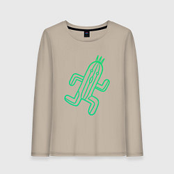 Лонгслив хлопковый женский Файнал фентези Cactuar, цвет: миндальный
