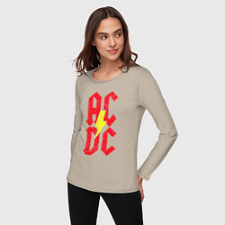 Лонгслив хлопковый женский AC DC logo, цвет: миндальный — фото 2