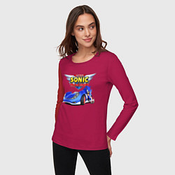 Лонгслив хлопковый женский Team Sonic racing - hedgehog, цвет: маджента — фото 2