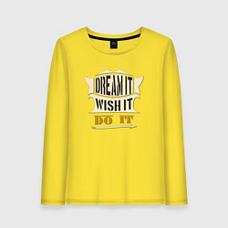 Лонгслив хлопковый женский Dream it, Wish it, Do it, цвет: желтый