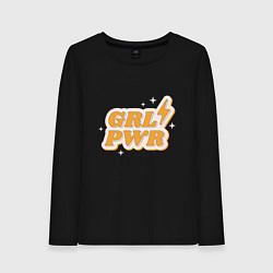 Лонгслив хлопковый женский Grl pwr, цвет: черный