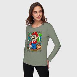 Лонгслив хлопковый женский Супер Марио, цвет: авокадо — фото 2