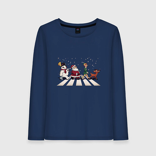 Женский лонгслив Beatles Christmas / Тёмно-синий – фото 1