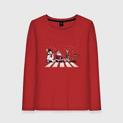 Лонгслив хлопковый женский Beatles Christmas, цвет: красный
