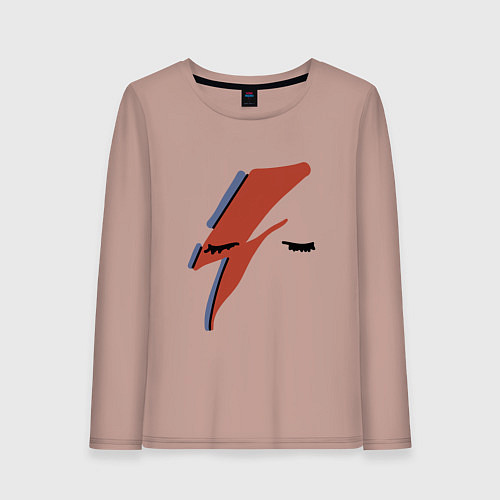 Женский лонгслив Дэвид Боуи - молния / Пыльно-розовый – фото 1