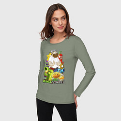 Лонгслив хлопковый женский Craaazy Dave plants, цвет: авокадо — фото 2