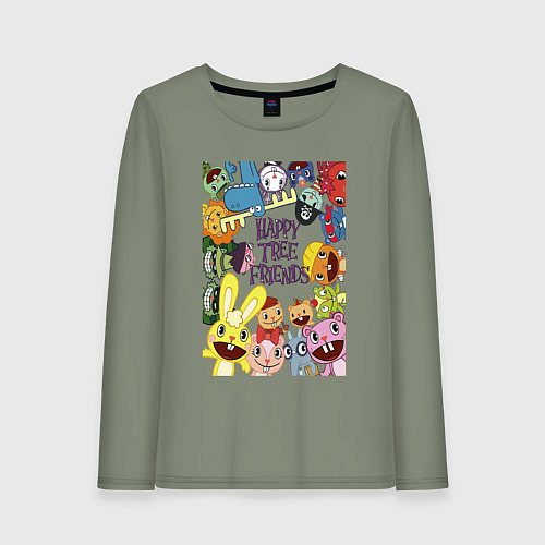 Женский лонгслив Happy three friends - poster / Авокадо – фото 1