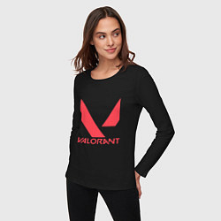 Лонгслив хлопковый женский Valorant - logo, цвет: черный — фото 2