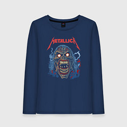 Лонгслив хлопковый женский Metallica skull, цвет: тёмно-синий