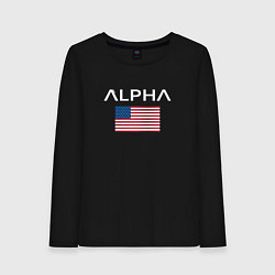 Лонгслив хлопковый женский Alpha USA, цвет: черный