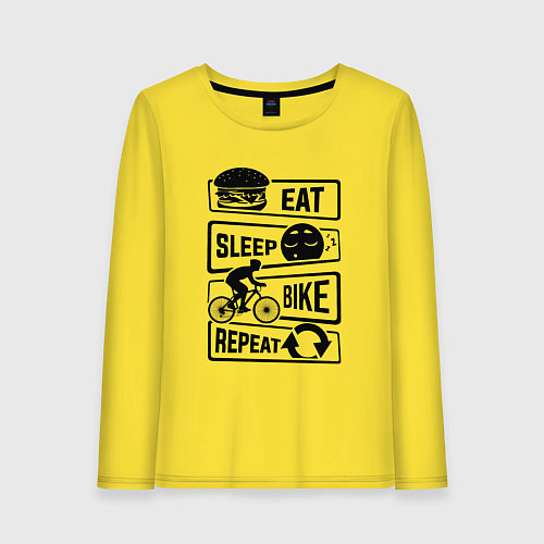 Женский лонгслив Eat sleep bike repeat art / Желтый – фото 1