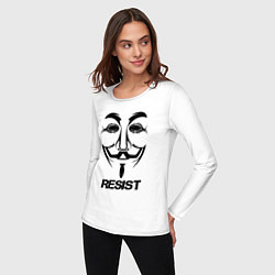 Лонгслив хлопковый женский Guy Fawkes - resist, цвет: белый — фото 2