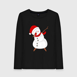 Лонгслив хлопковый женский Снеговик дэб, цвет: черный