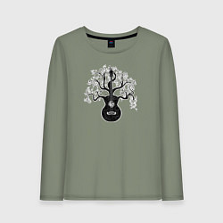 Женский лонгслив Разросшееся дерево гитара с музыкальными нотами