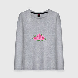 Лонгслив хлопковый женский Букет роз, цвет: меланж