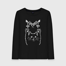 Лонгслив хлопковый женский Mayhem рок кот, цвет: черный